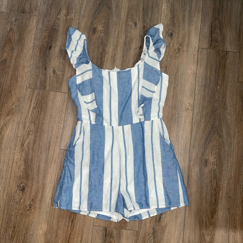Denim and white romper